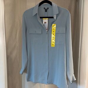 Hilary Radley Light Blue Button-Up Top
